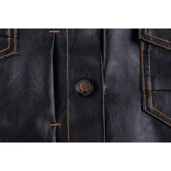 Fleece Warm Thick Winter Faux Leather PU Motorcycle Jacket