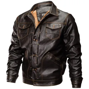 Fleece Warm Thick Winter Faux Leather PU Motorcycle Jacket