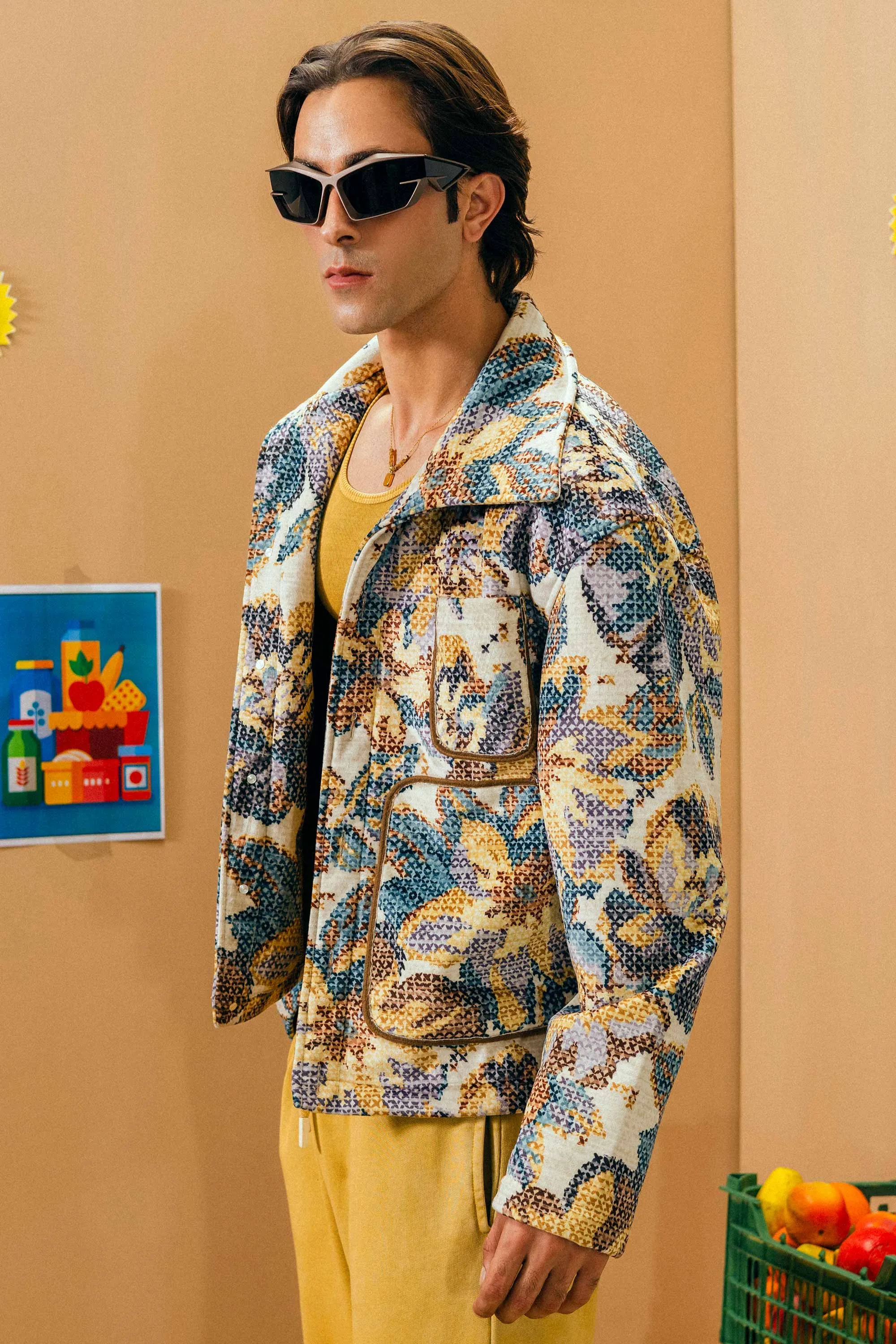 Floral Canvas Trucker Jacket