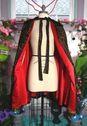 FLORENCE HOODED CAPE IN LEOPARD VELVET