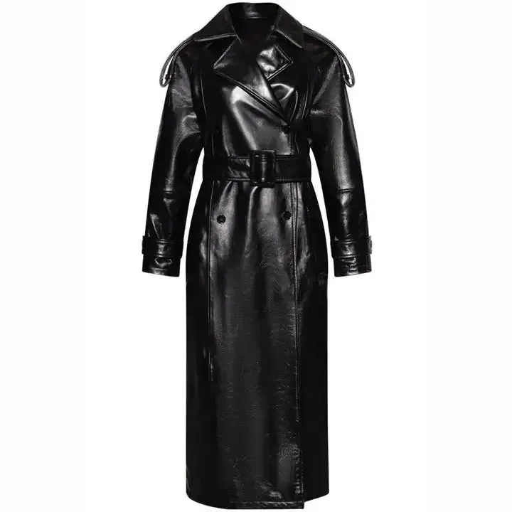 Genuine Leather Trench Coat for Women Classic & Elegant