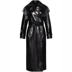 Genuine Leather Trench Coat for Women Classic & Elegant
