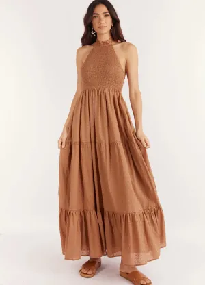 Girl and the Sun - Strappy Helene Maxi Dress - Brown Spot