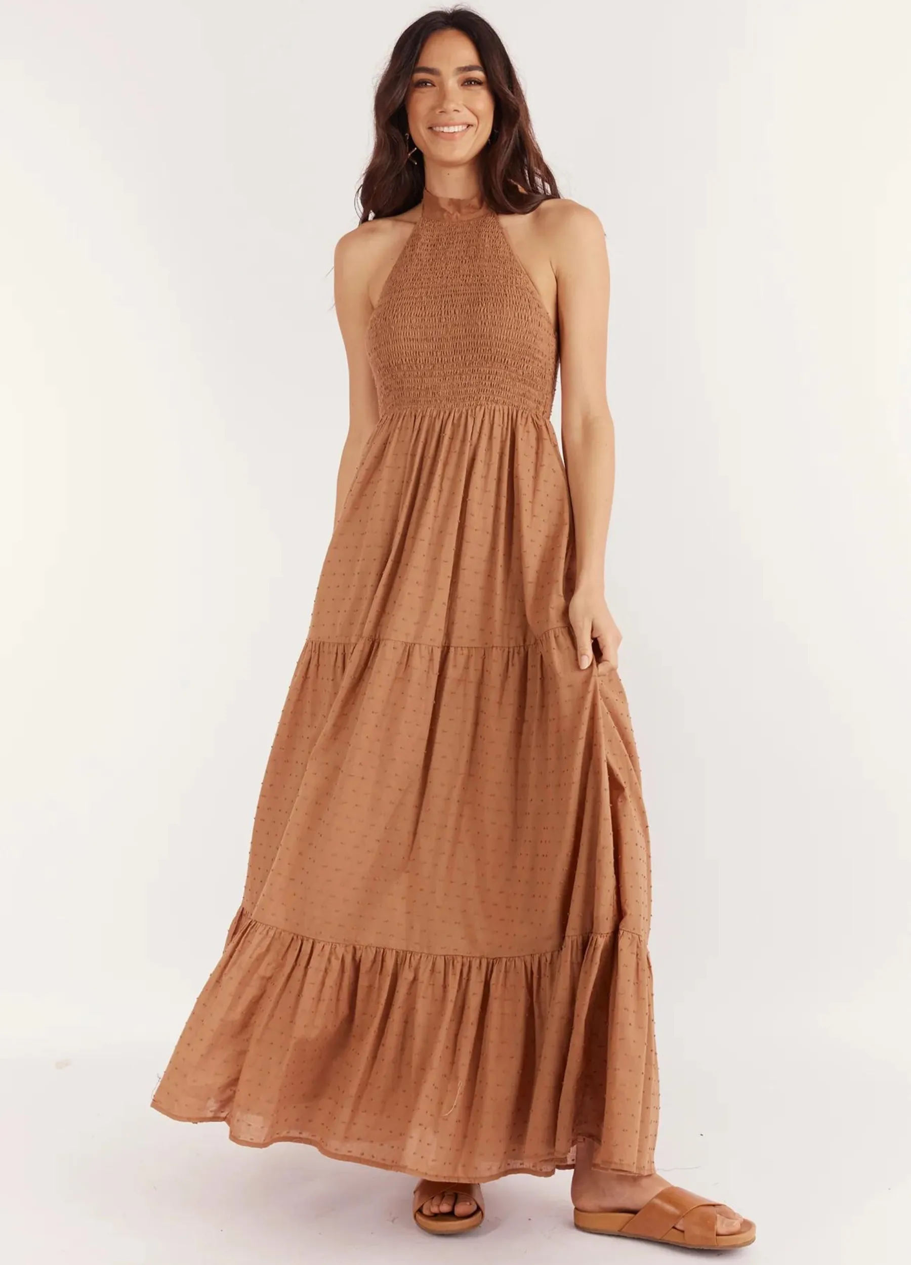 Girl and the Sun - Strappy Helene Maxi Dress - Brown Spot