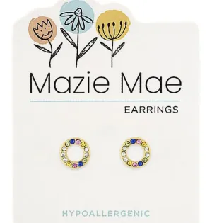 Gold Rainbow Open Circle Stud Mazie Mae Earrings