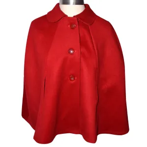 Gorgeous Red Soft Wool Blend Cape with 3 buttons