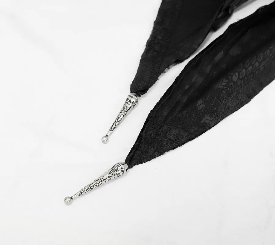 Gothic Punk Asymmetrical Hooded Cape / Women's Black Short Cape With Lace-up
