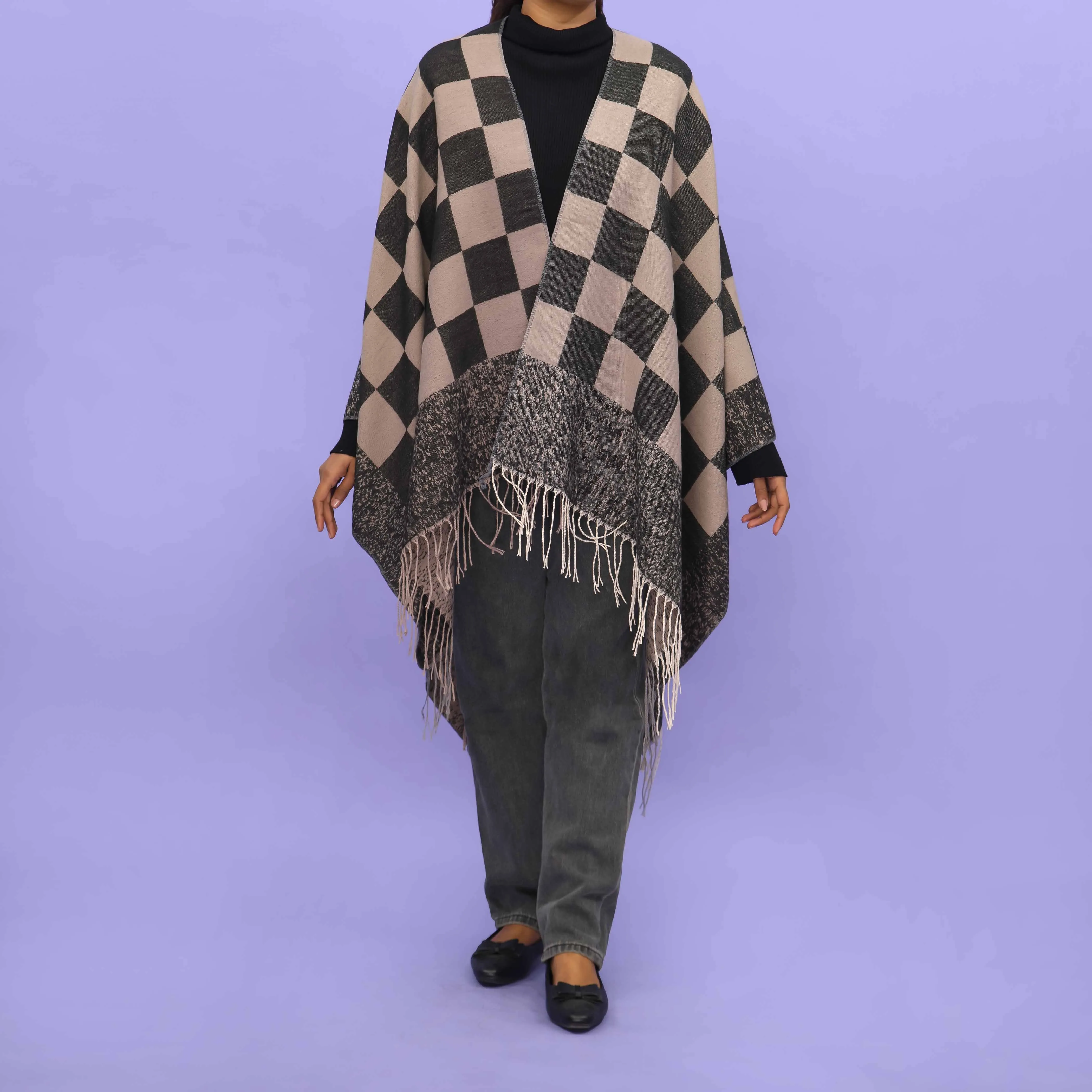 Grey Winter Cape Shawl PN4733