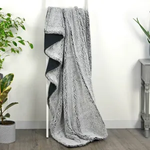 Hodge & Hodge Sherpa Fleece Blanket Throw Grey Reversible