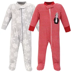 Hudson Baby Fleece Sleep and Play, Red Penguin