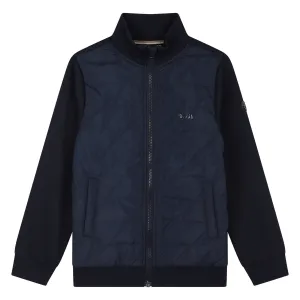 Hugo Boss Boy's Navy Bi-Material Zip-Up Cardigan