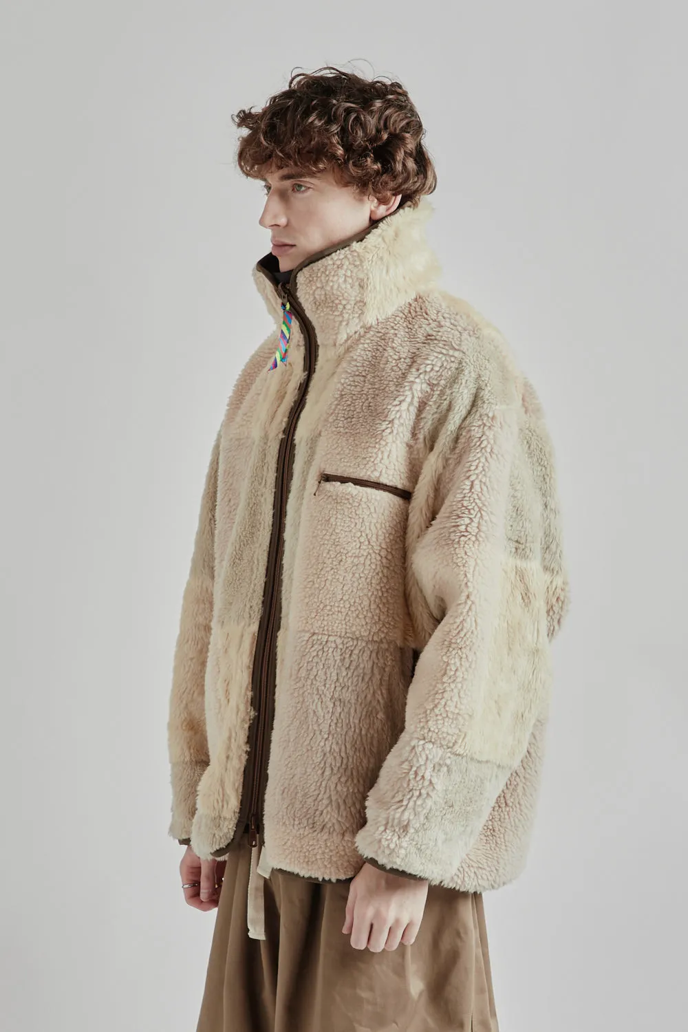 is-ness × Y(dot) BY NORDISK Reversible Fleece Jacket - Beige/Brown