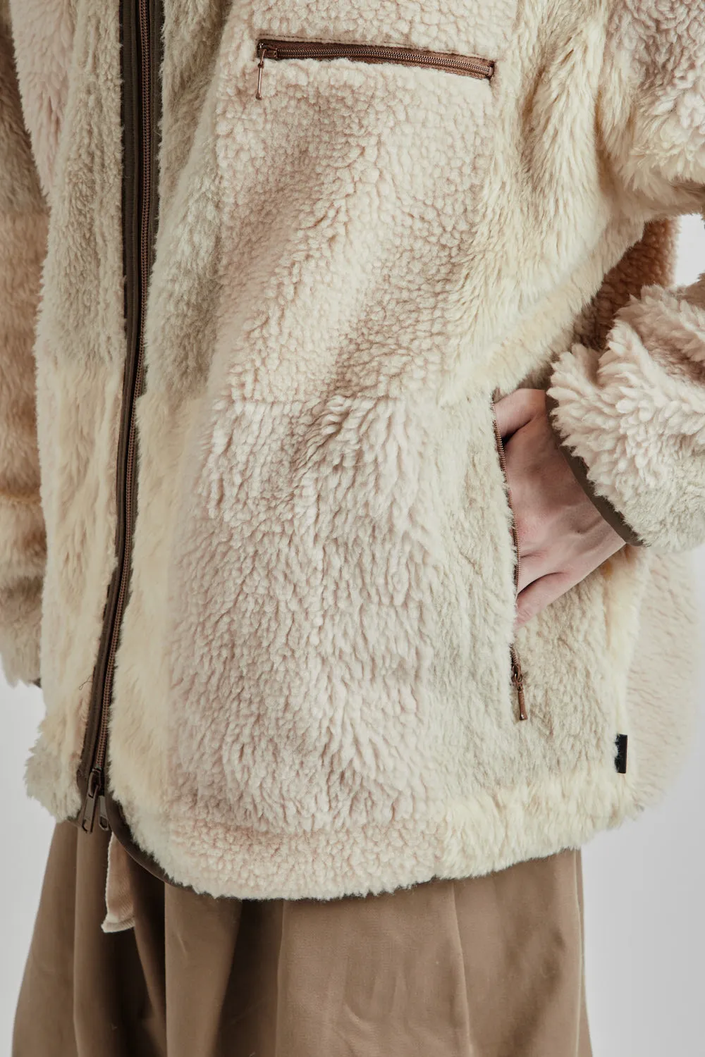 is-ness × Y(dot) BY NORDISK Reversible Fleece Jacket - Beige/Brown