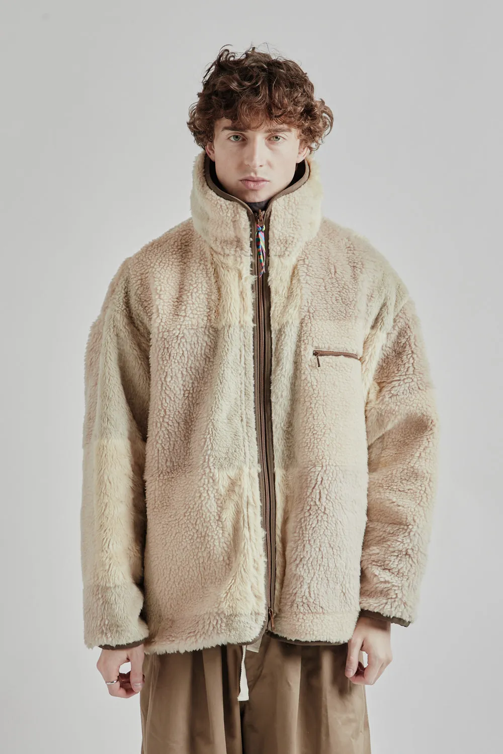 is-ness × Y(dot) BY NORDISK Reversible Fleece Jacket - Beige/Brown