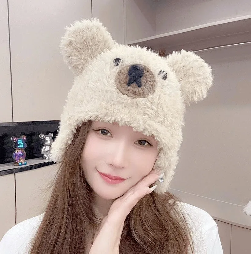 JCH903302 Plush Terry Fleece Hat with Ear-Covering Flaps
