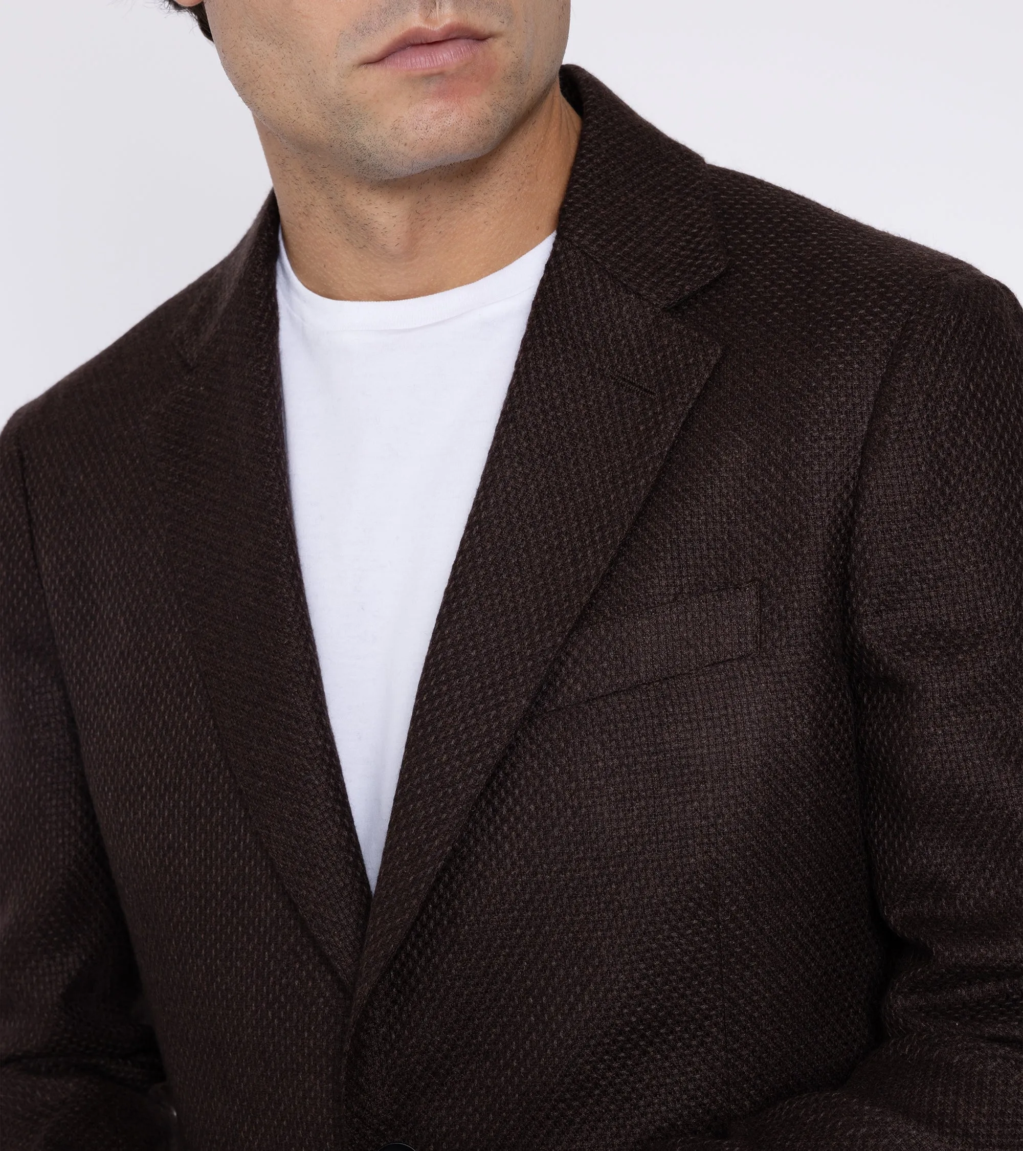 Lardini Cashmere Silk Basket Weave Jacket: Brown