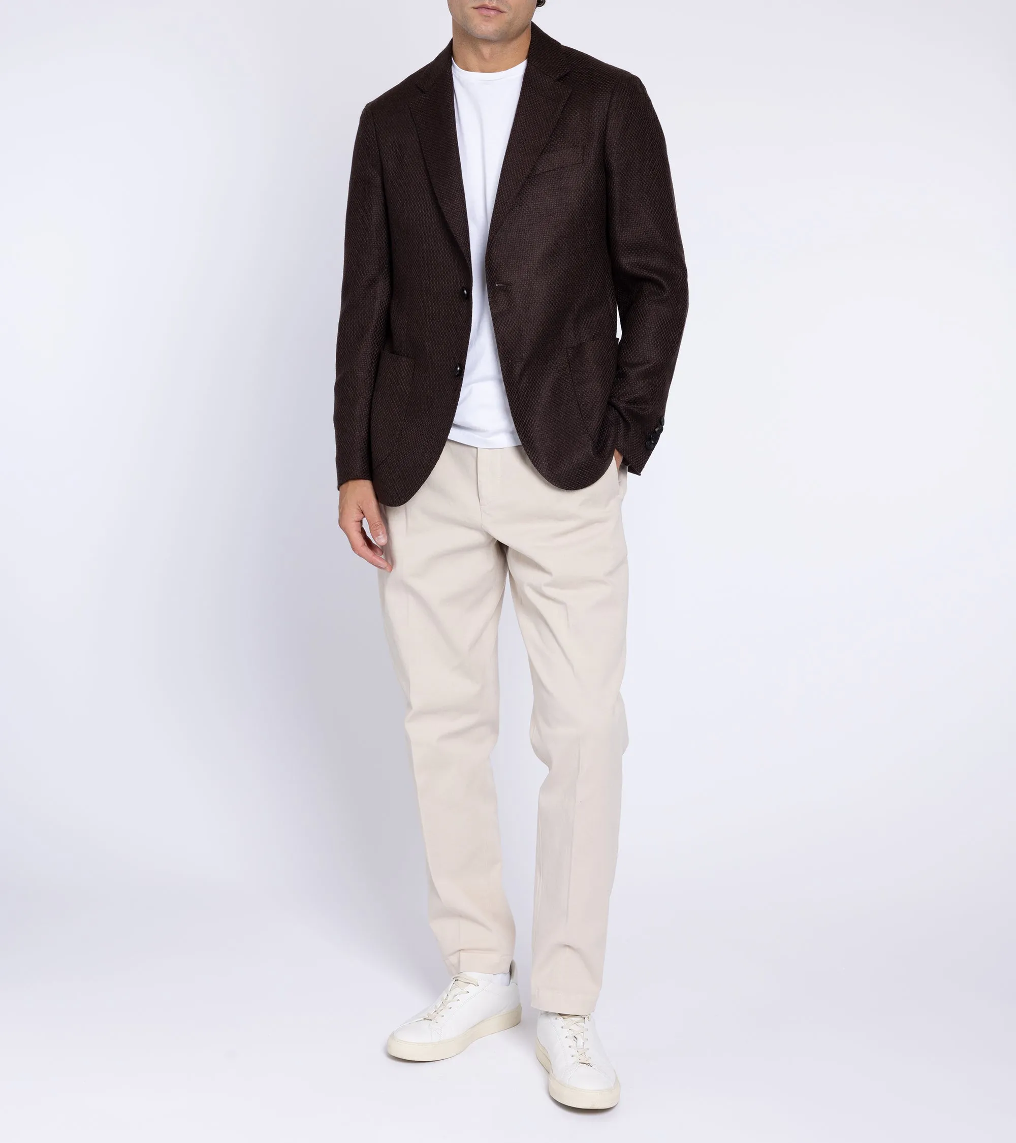 Lardini Cashmere Silk Basket Weave Jacket: Brown