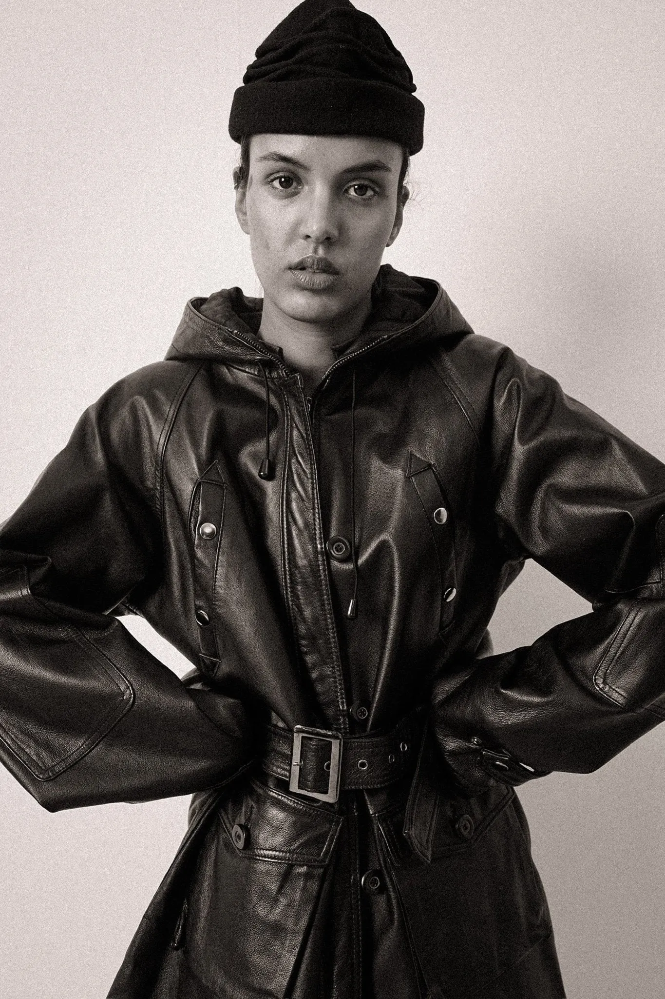Leather Hood Coat