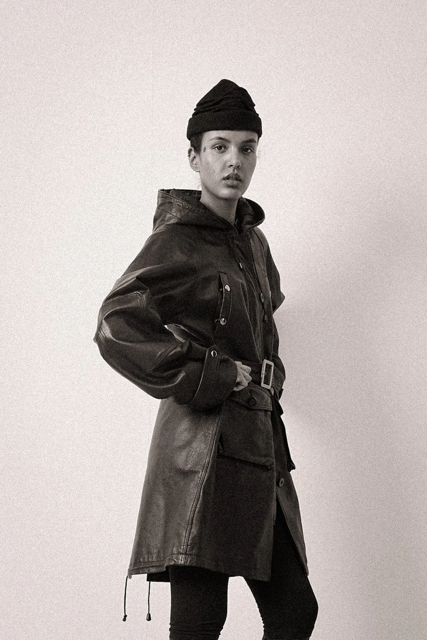 Leather Hood Coat