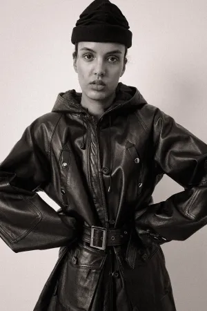 Leather Hood Coat