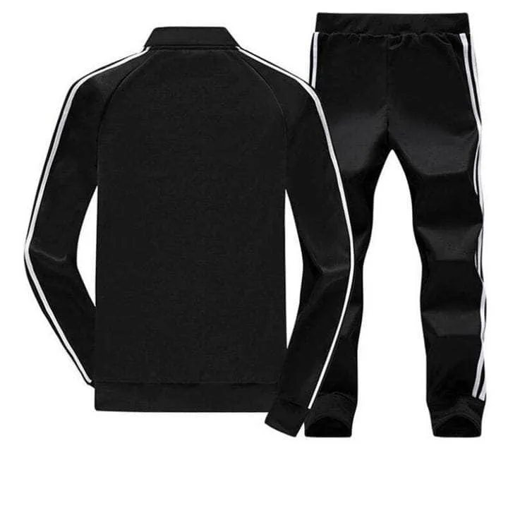 Lemon Tart Mens Striped Jacket and Jogger Pants Set - LTMSJJP1 - Black