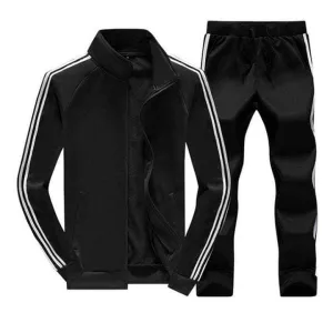 Lemon Tart Mens Striped Jacket and Jogger Pants Set - LTMSJJP1 - Black