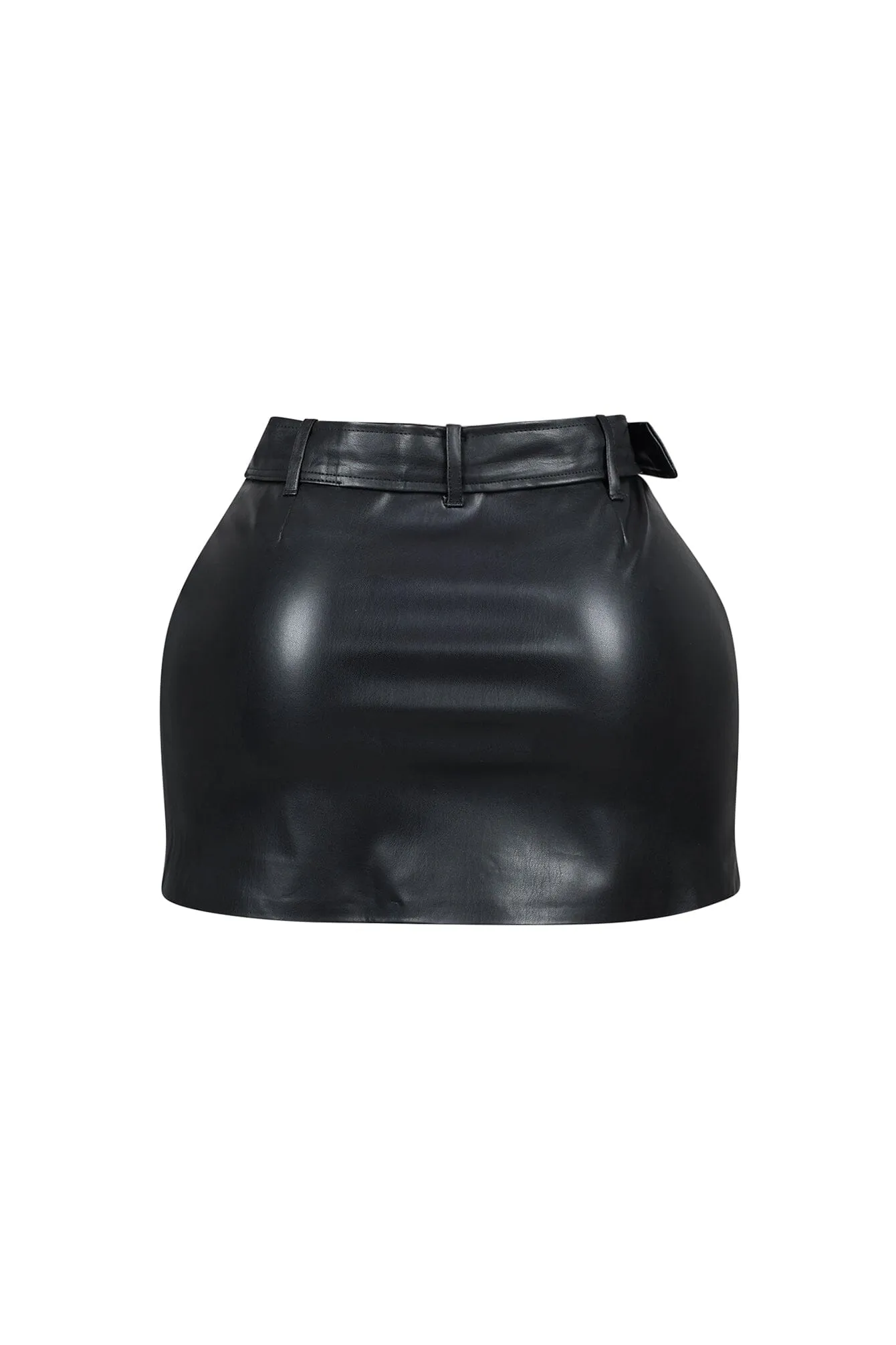 Lily Vegan Leather Belt Mini Skirt