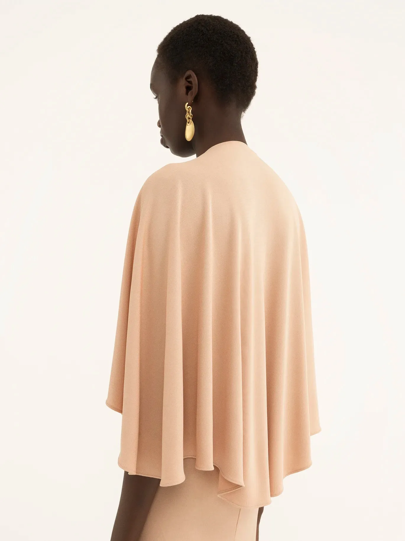 Long Cape Dress in Fluid Crêpe Jersey