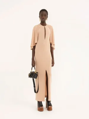 Long Cape Dress in Fluid Crêpe Jersey