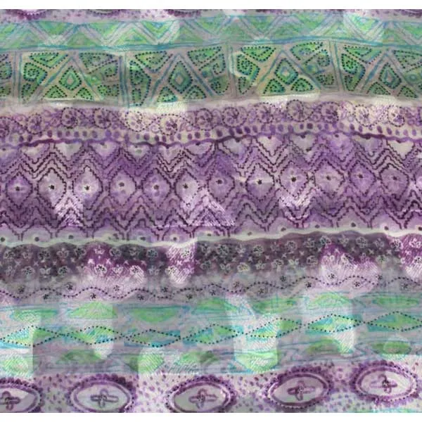 Long Scarf 60" x 13" Lavender/Turquoise Design