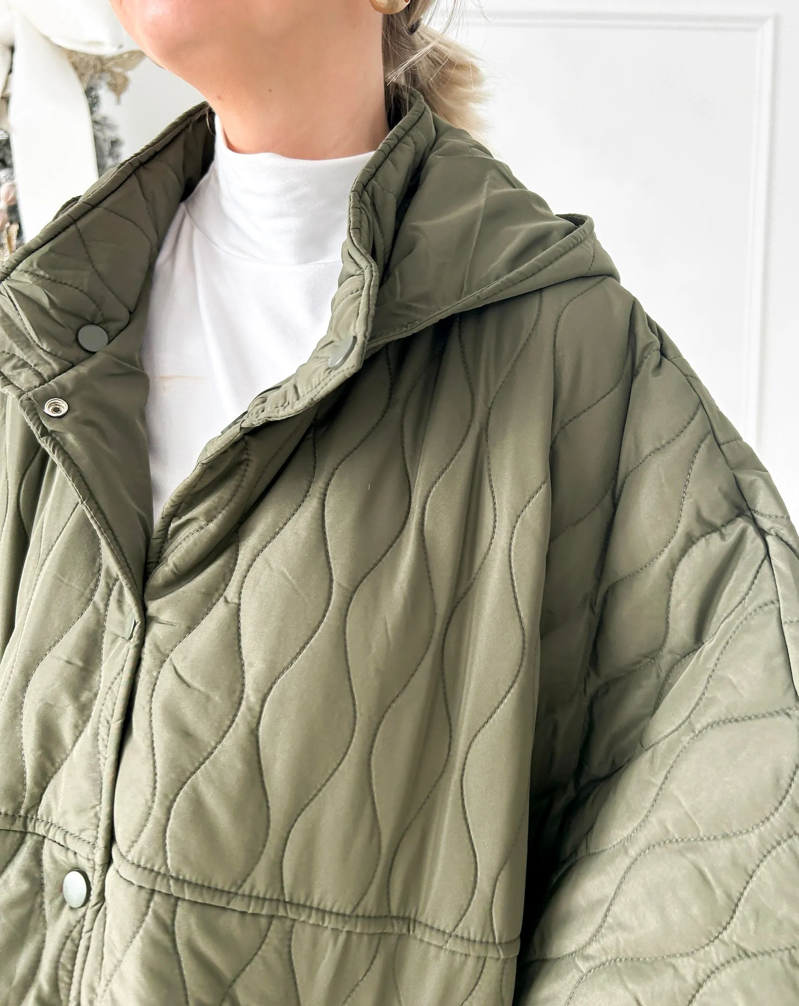 Luxe Layers Olive Quilted Cape FINAL SALE