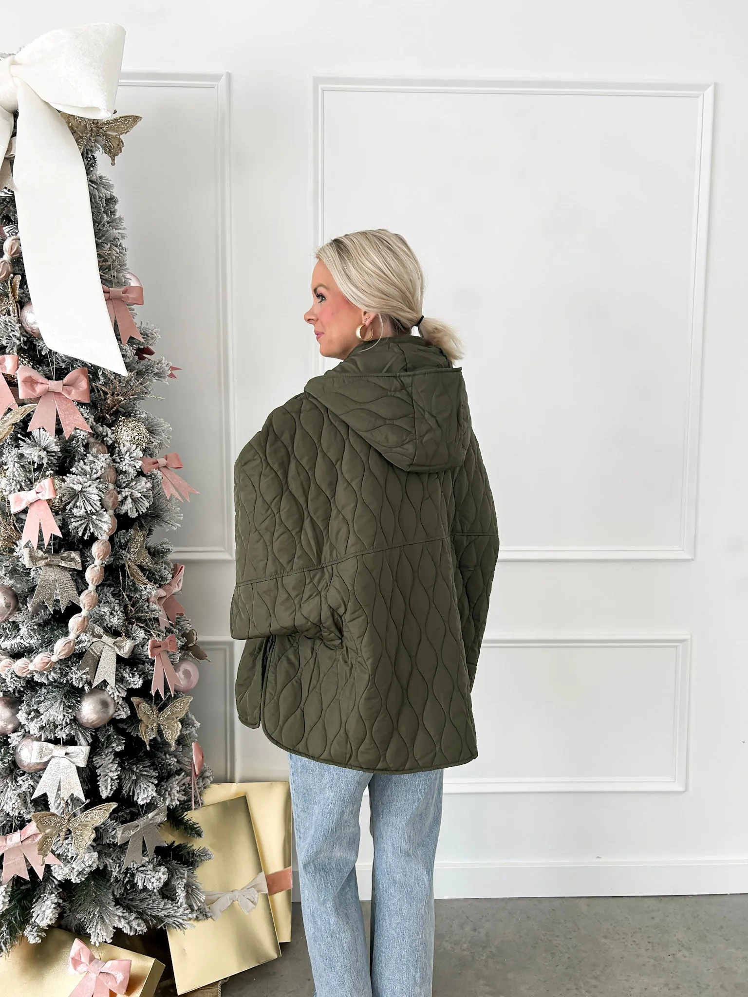 Luxe Layers Olive Quilted Cape FINAL SALE