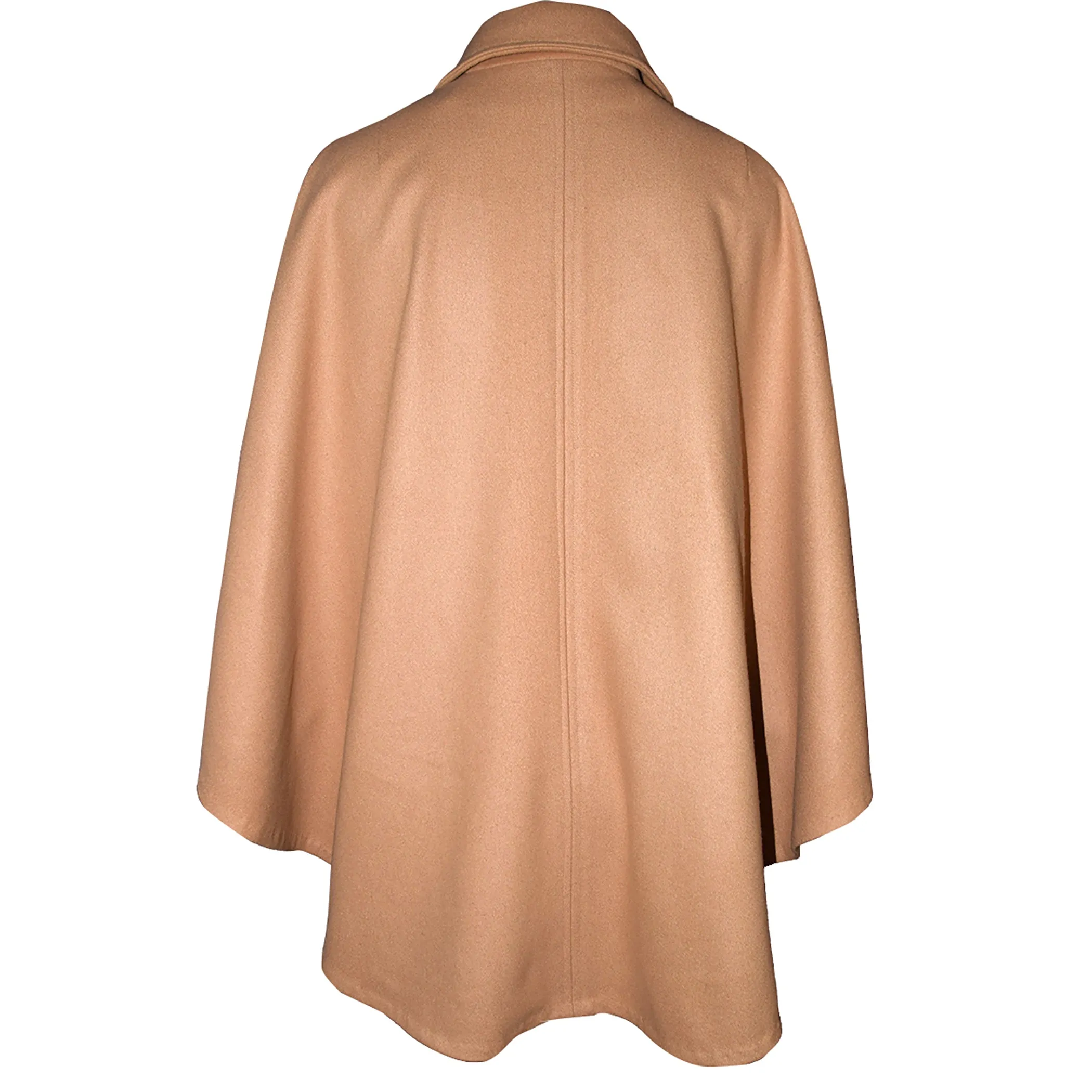 Luxurious Beige Camelhair Wool Unlined Cape with Tie