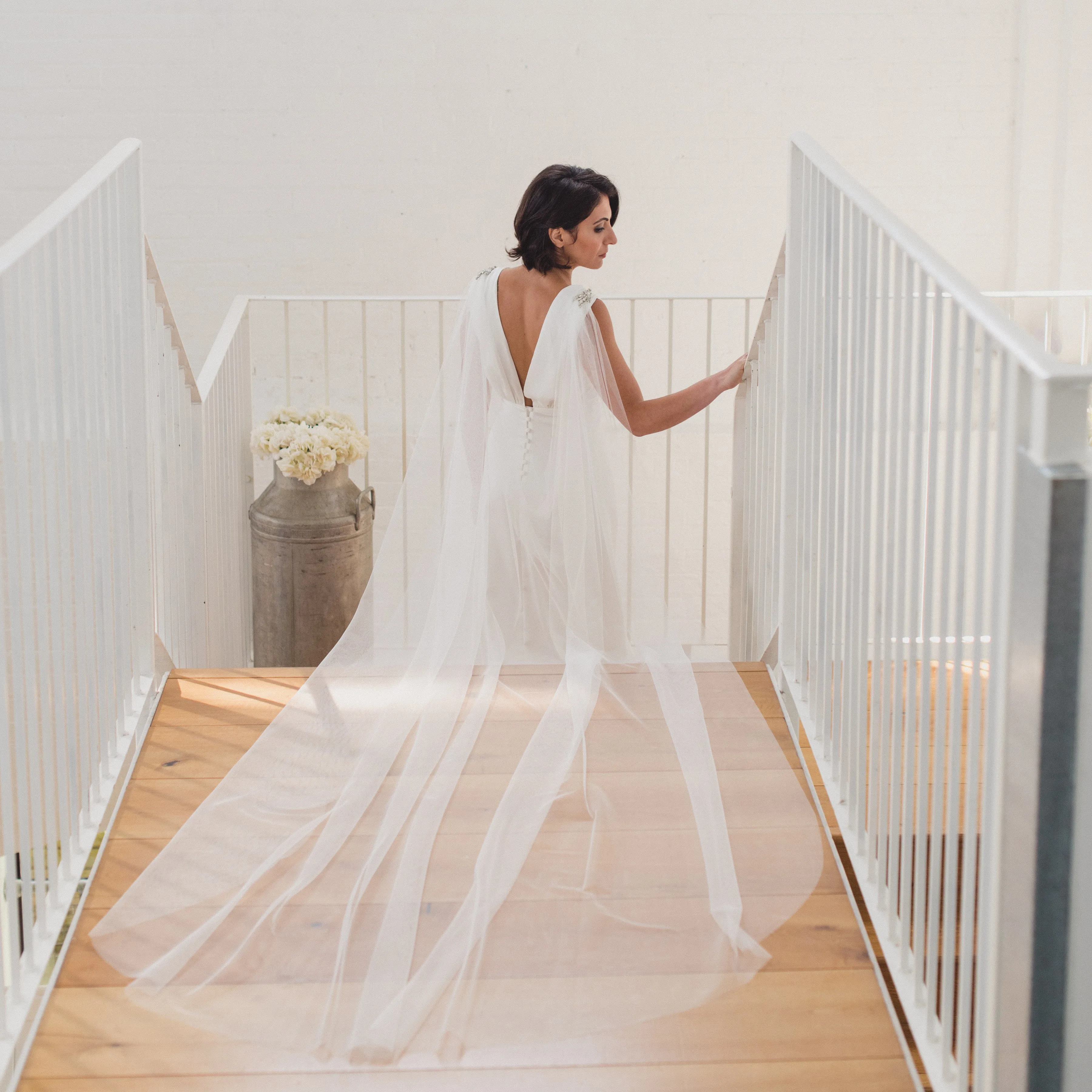MAYA | Soft draped bridal cape with crystal and bead detail