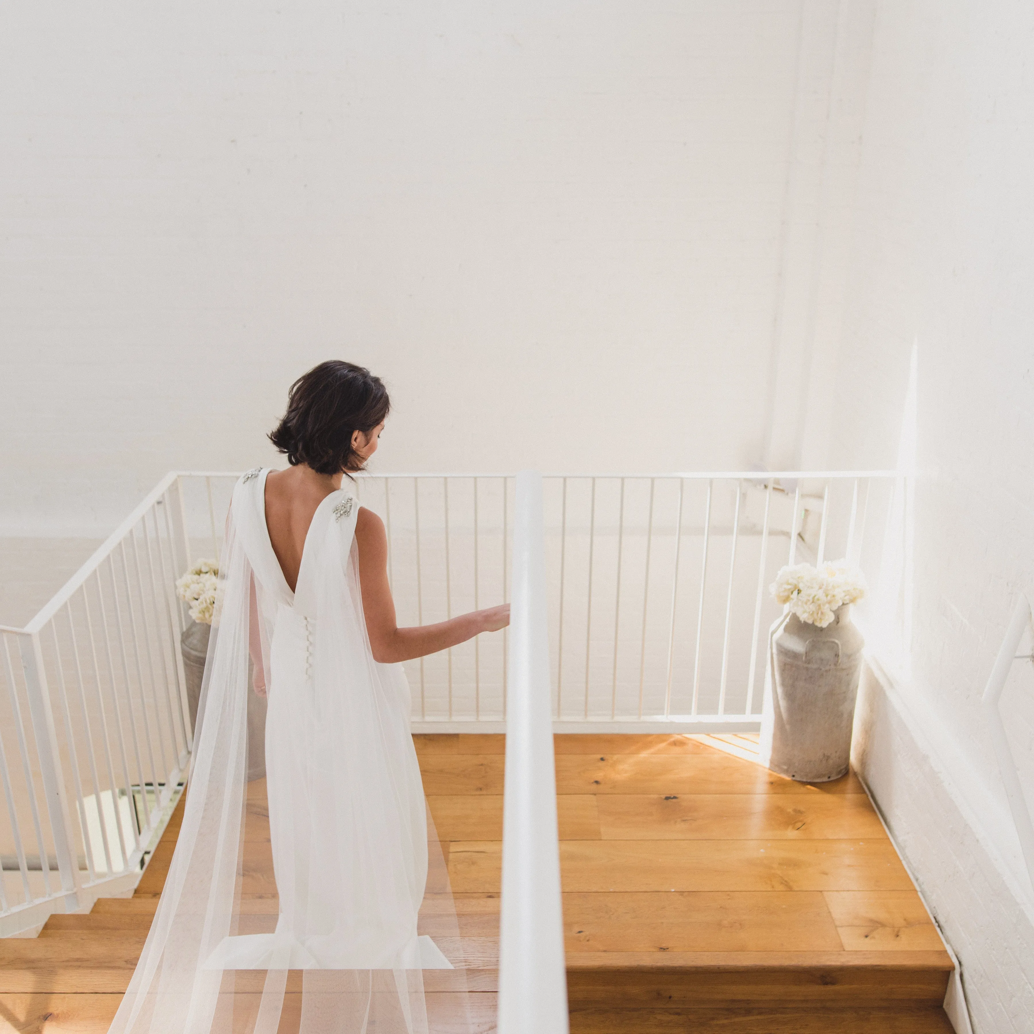 MAYA | Soft draped bridal cape with crystal and bead detail