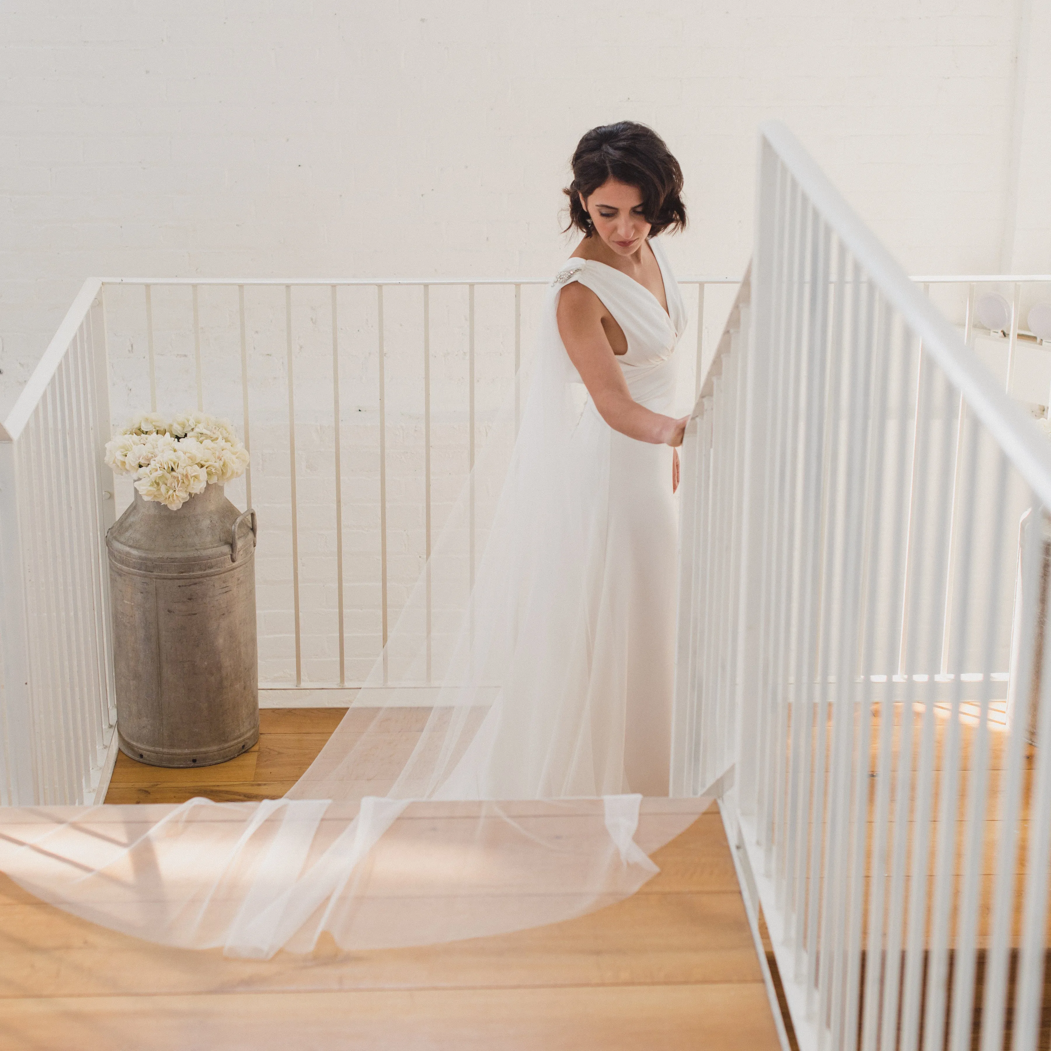MAYA | Soft draped bridal cape with crystal and bead detail