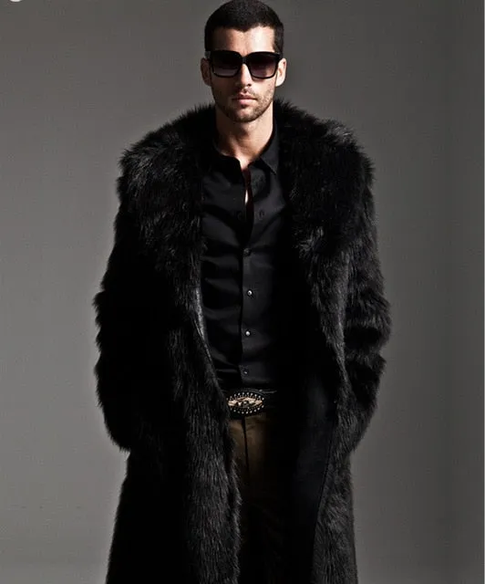 Men Fur Coat Winter Faux Fur Outwear On One Sides Coat Mens Punk Parka Jackets