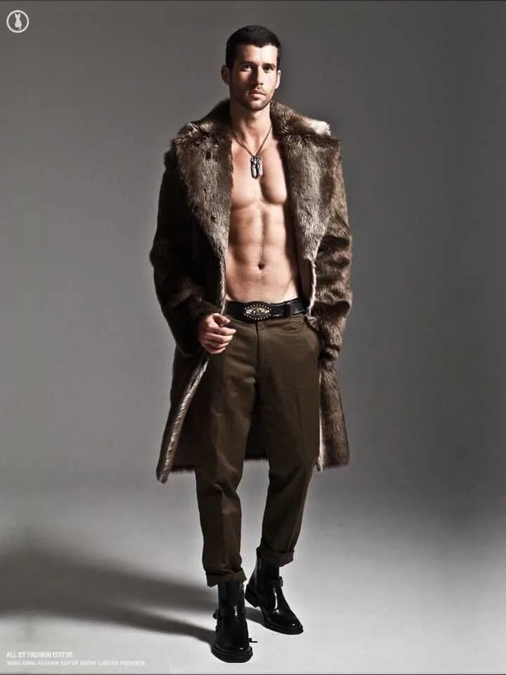 Men Fur Coat Winter Faux Fur Outwear On One Sides Coat Mens Punk Parka Jackets