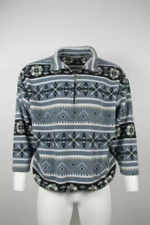 Men's Grey geometric pattern fleece – XXL