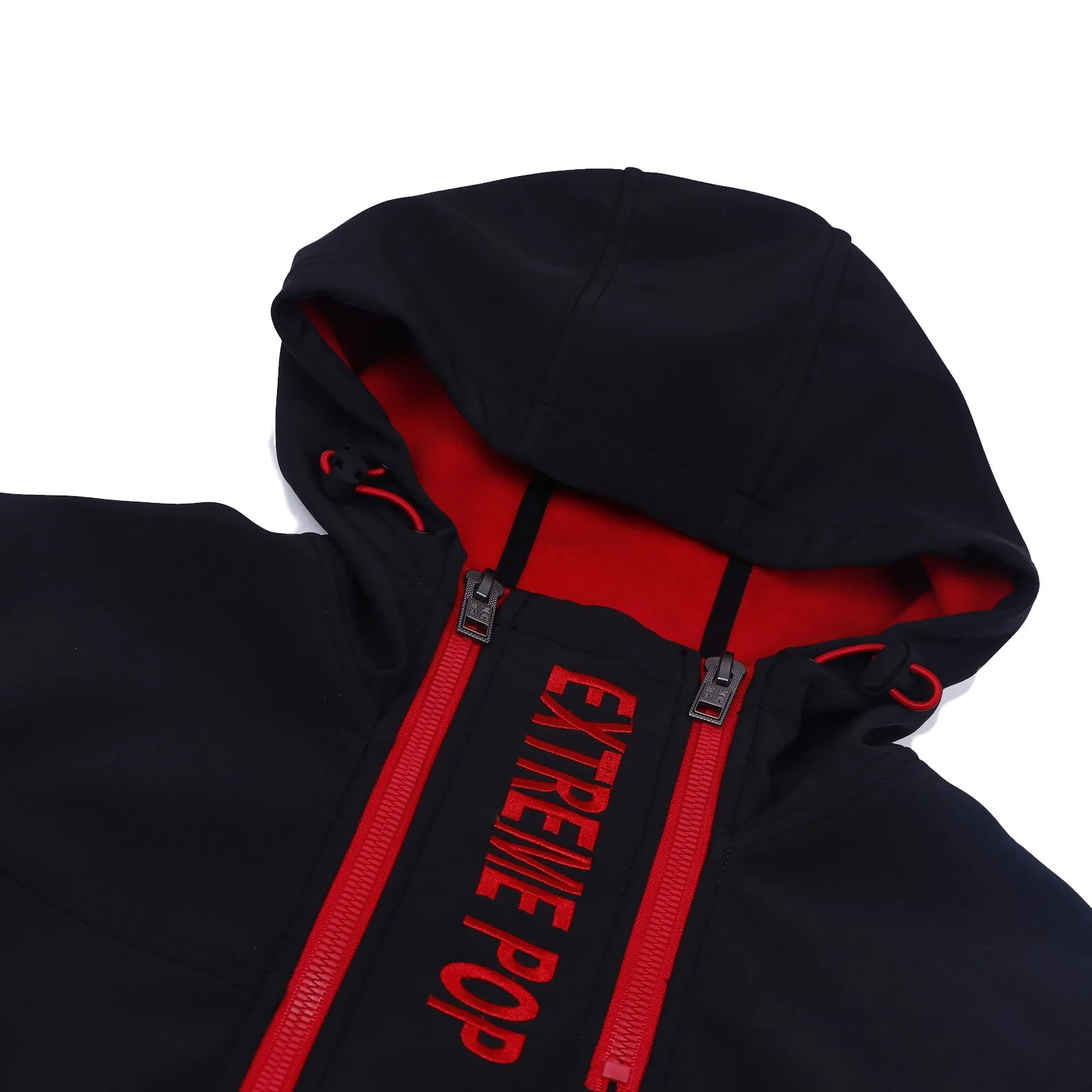 Men's Reflective Print Knit Bond Fleece Jacket size S M L XL Black Red