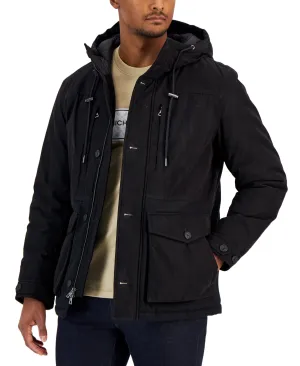 Michael Kors Mens Parka Coat Large Black Solid