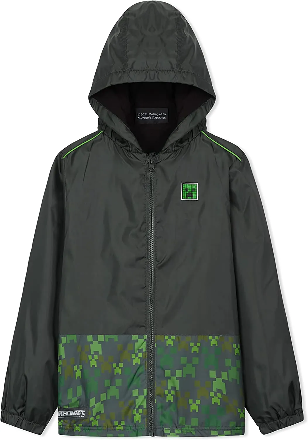 Minecraft Rain Waterproof Jacket with Warm Lining and Hood for Gamers Boys Girls