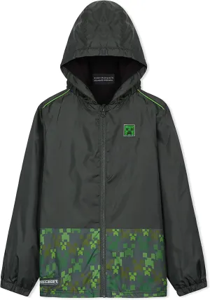 Minecraft Rain Waterproof Jacket with Warm Lining and Hood for Gamers Boys Girls