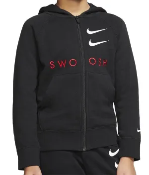 Nike Kids Sportswear Swoosh Hoodie Black White