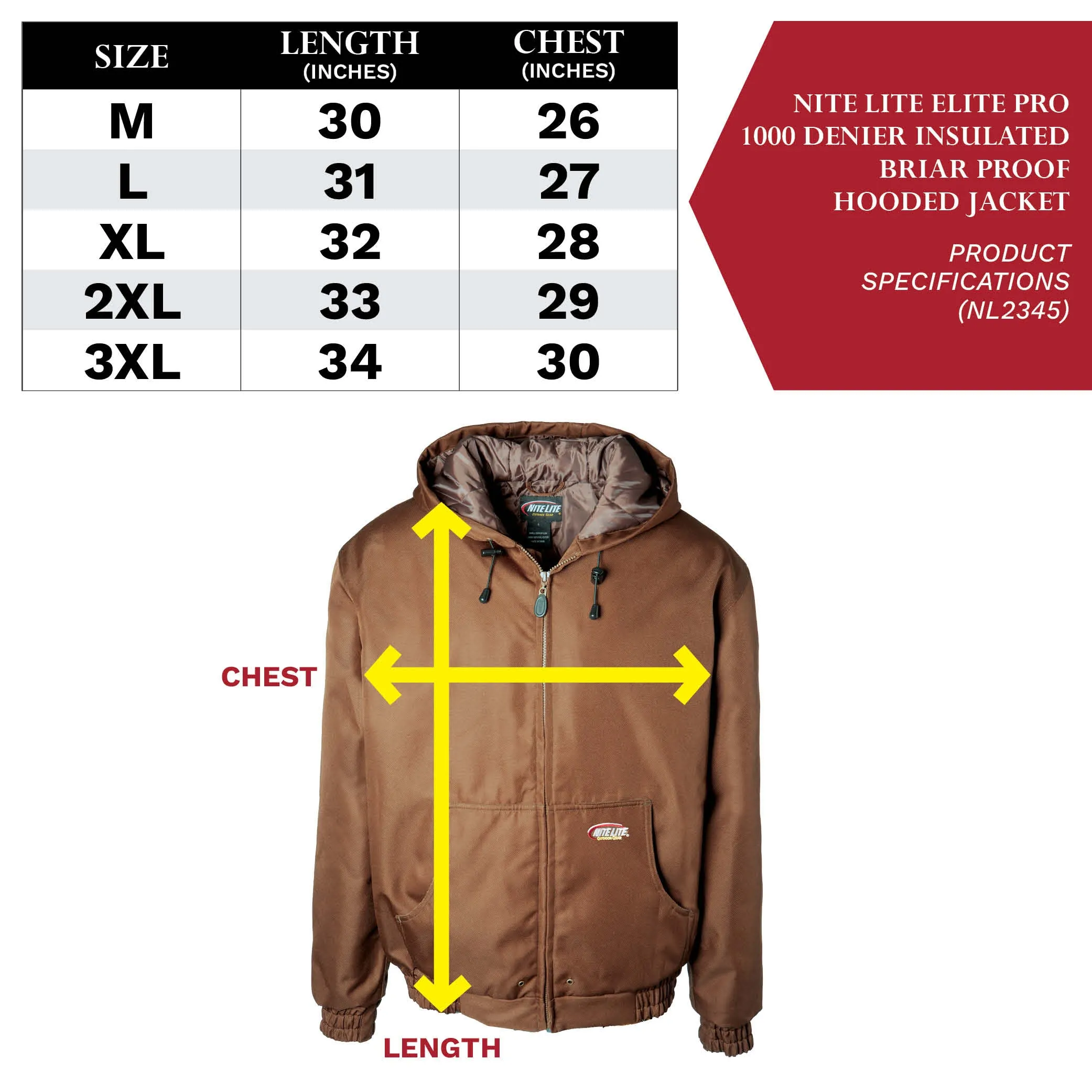 Nite Lite Elite Pro 1000 Denier Insulated Briar Proof Hooded Jacket