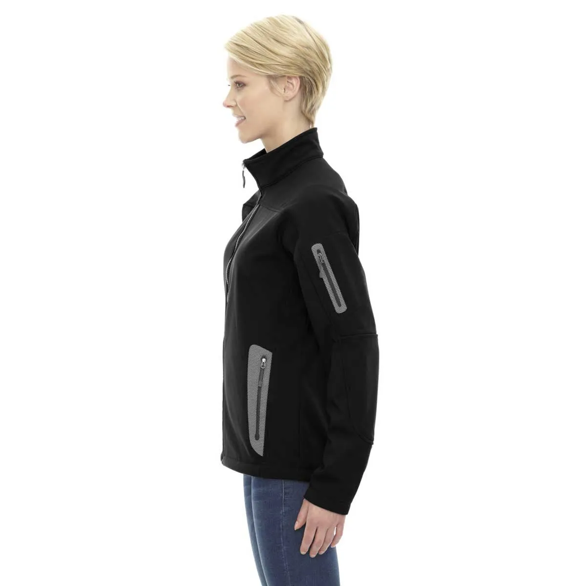 North End Women's' Black Three-Layer Fleece Bonded Soft Shell Technical Jacket