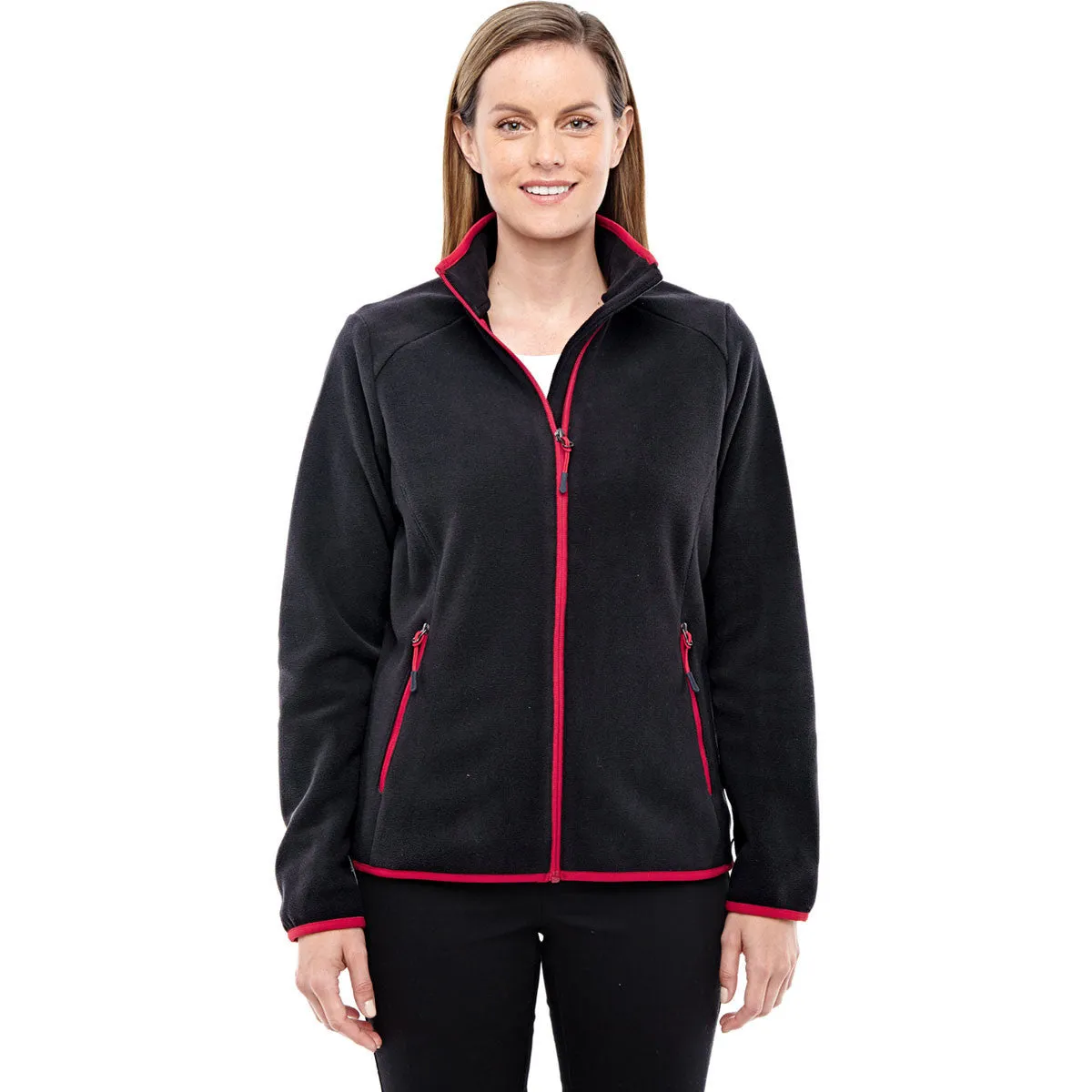 North End Women's Black/Olympic Red Fleece Jacket