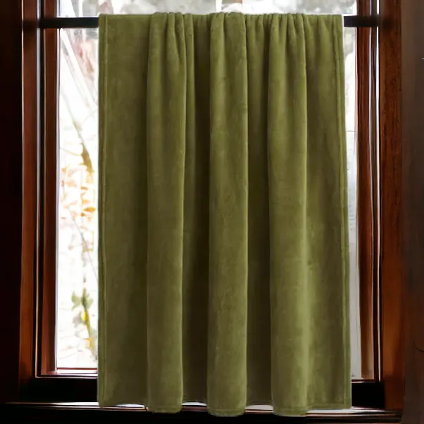 Olive Green Soft Fleece Throw 130 X 170cm