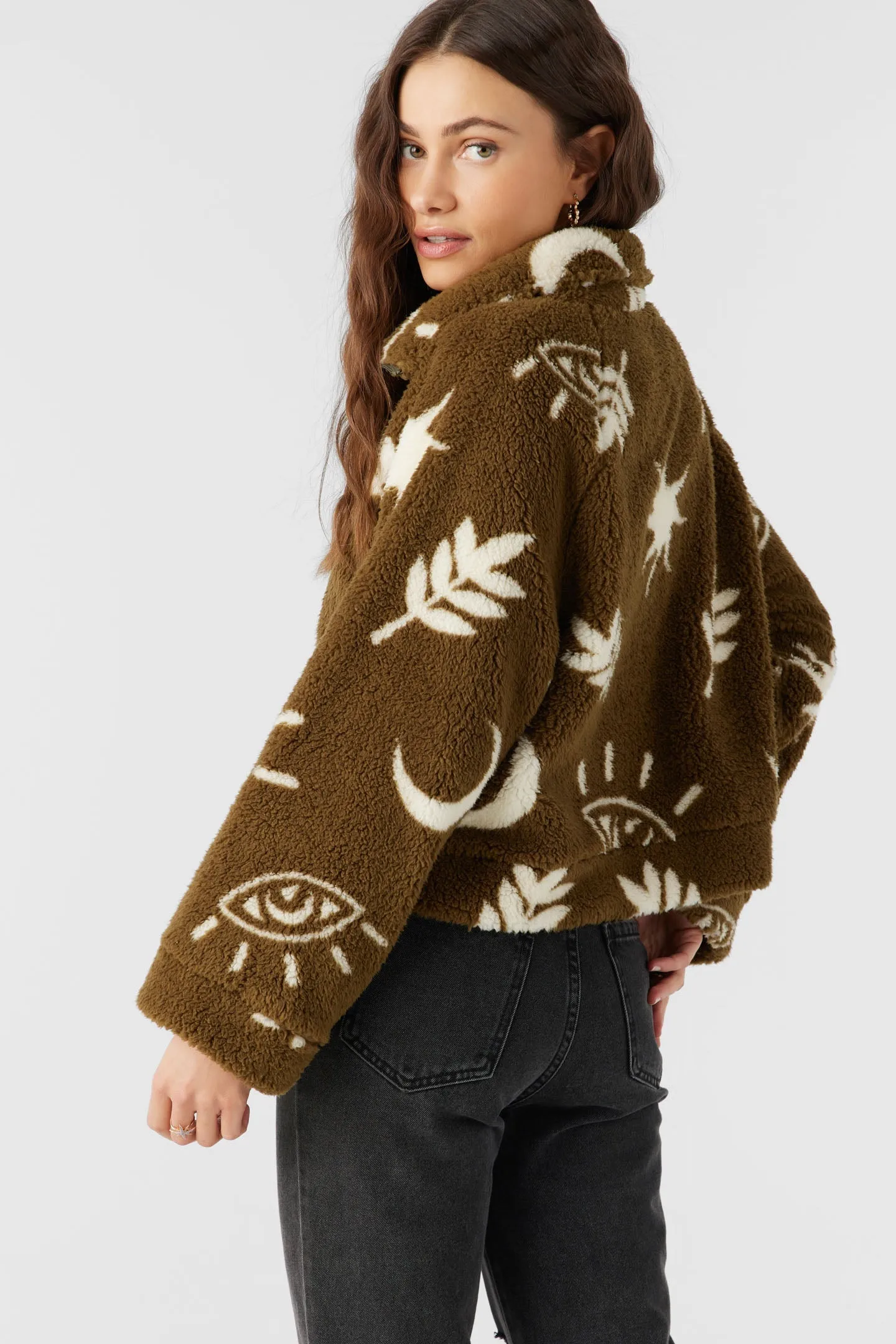 O'Neill RORI HIGH PILE FLEECE CROPPED JACKET - MILITARY OLIVE