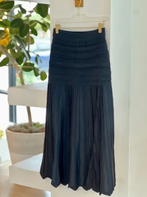 Pa4731 Black Textured Midi Skirt